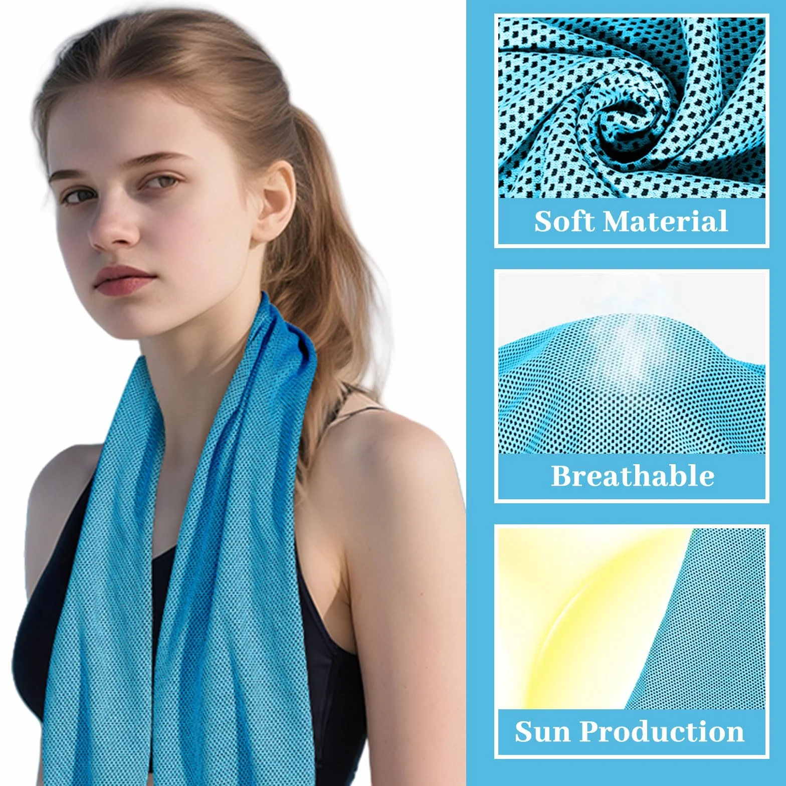 Paquete de 4 Paños Refrigerantes para Cuello y Cara, Paños Frescos para el Cuello, Toallas Antisudor Frescas para Entrenamiento en el Gimnasio, Deportes, Suave y Transpirable