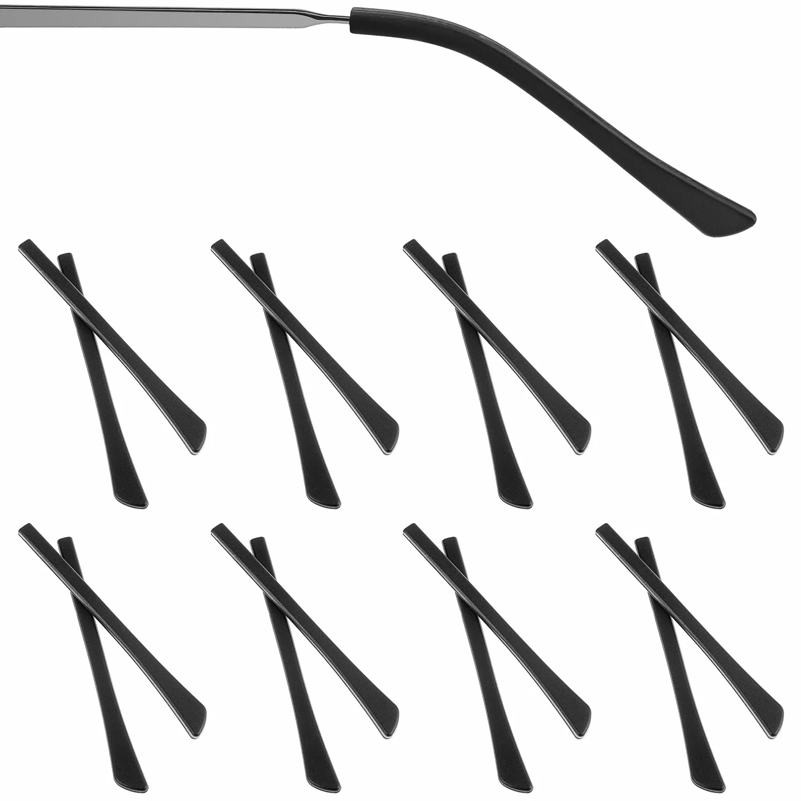 Fundas de silicona para gafas antideslizantes, 8 pares, negro