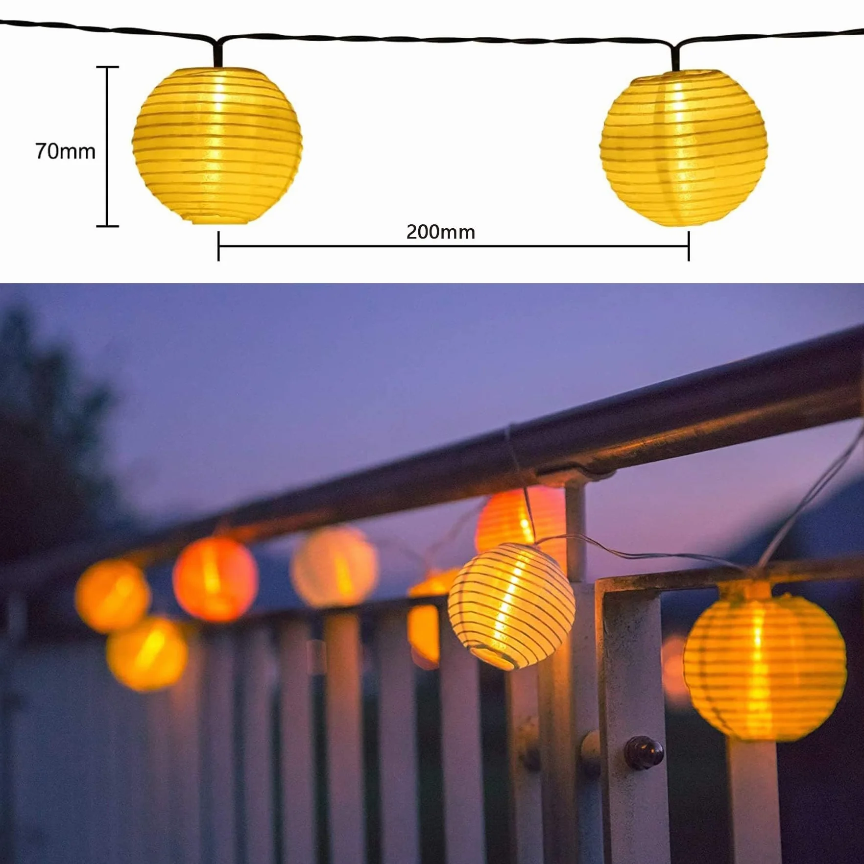 Lezonic Guirnaldas Luces Exterior Solar 30 Farolillos LED 8 Modos Blanco Cálido