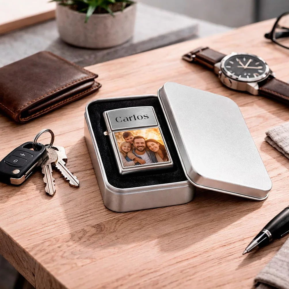 Mechero Personalizado con Foto y Caja Regalo para Hombre