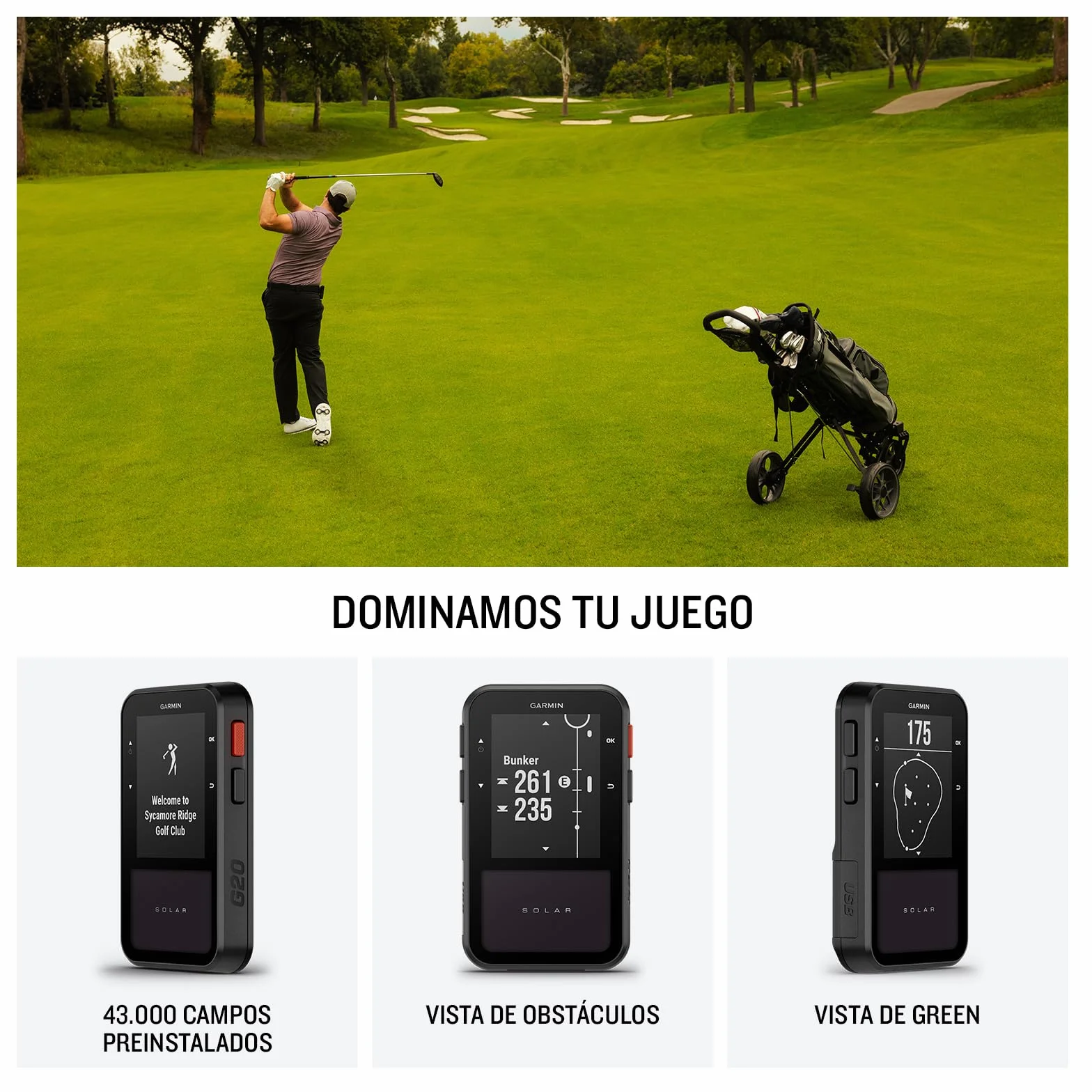 Garmin Approach G20 GPS de Golf de Mano, 43.000 Campos, Pantalla 2,2"