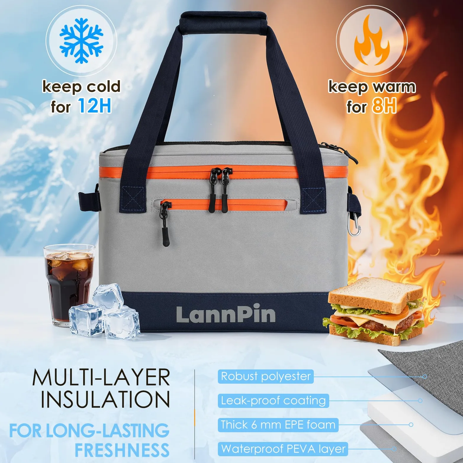 Bolsa de picnic para tabla de remo, enfriador de SUP a prueba de fugas para tabla de remo, enfriador de kayak con bolsillo superior de malla, bolsillo interior, bolsa térmica para almuerzo,