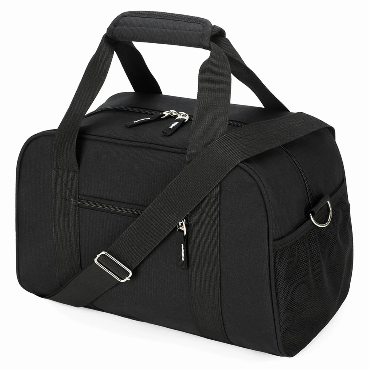 Bolsa de gimnasio pequeña de 14 pulgadas, mini bolsa de lona para mujeres y hombres, ligera para viajes y deportes, color negro, negro (Deep Black), 35,56 cm , Gimnasio