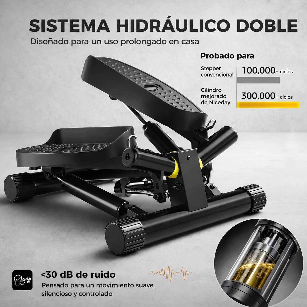 Niceday Twist Stepper Fitness Casa, Swing Stepper con Cuerdas Elásticas, Mini Stepper 2 en 1 con Pantalla LCD, Entrenador de Piernas y Brazos hasta 100 kg, Ideal para Ejercicio en Casa.