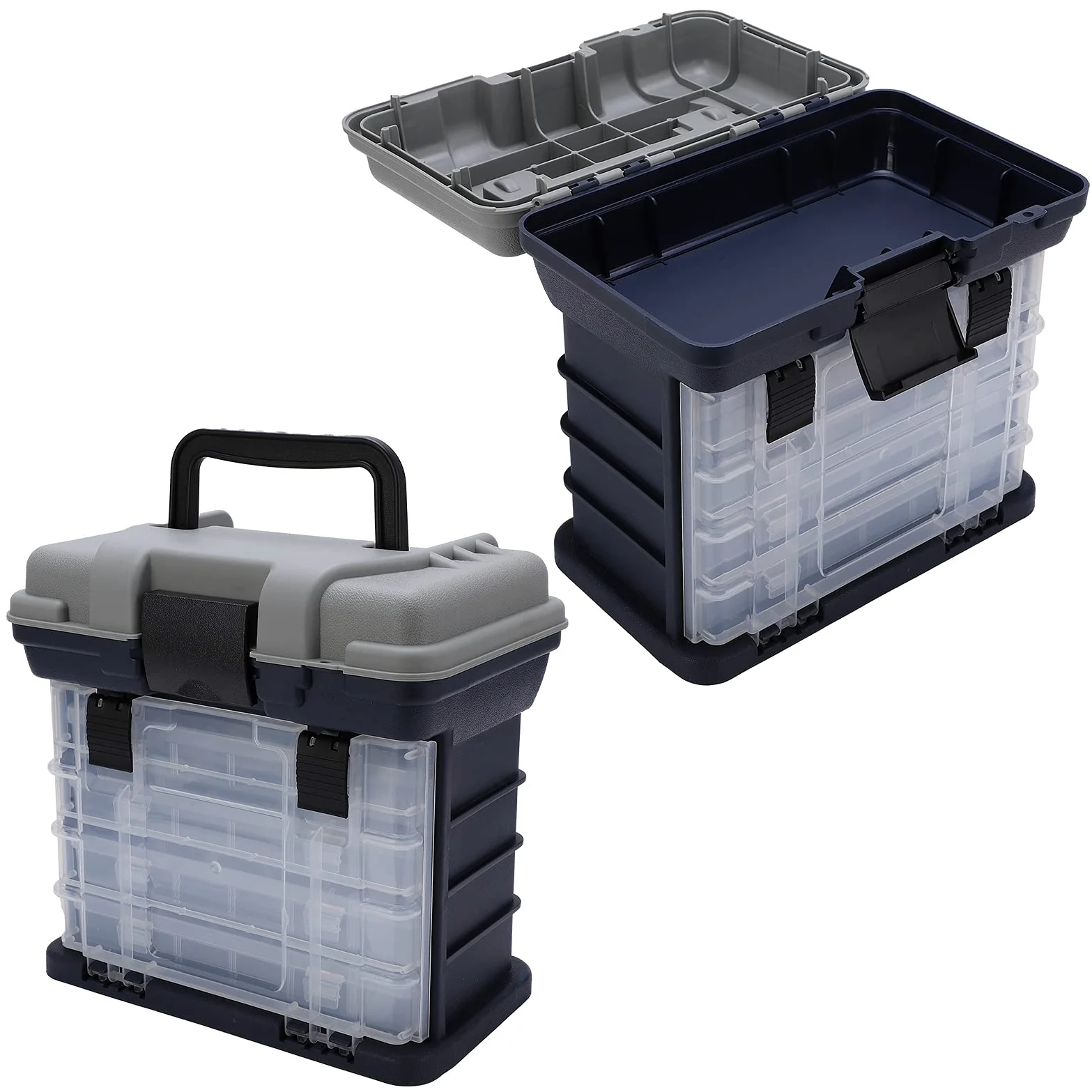 Caja de Aparejos de Pesca de 4 Capas, Almacenamiento de Gran Capacidad con Rejillas Extraíbles para Pesca de Carpas