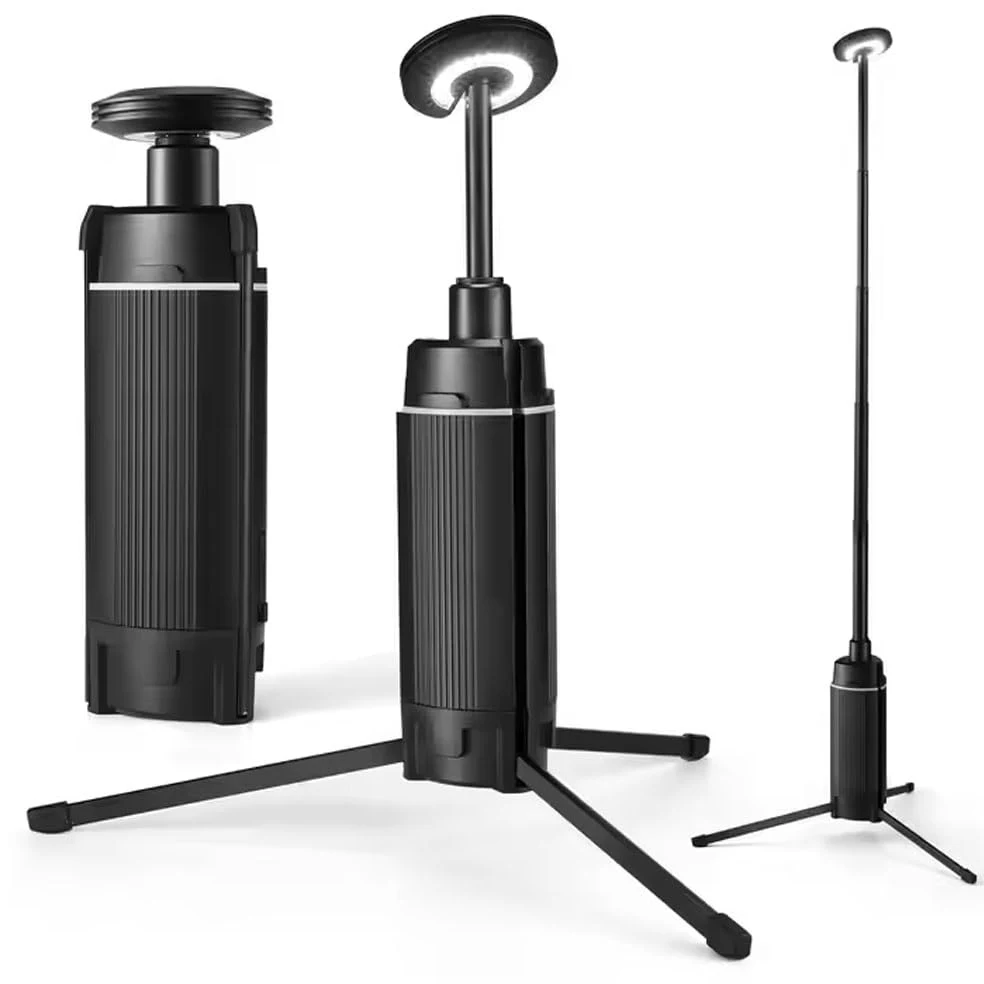 Linterna de camping LED telescópica, luz de camping portátil recargable USB, 3 modos de iluminación linterna LED fuerte al aire libre, luz de trabajo LED 10800 mah con soporte, para acampar al aire li