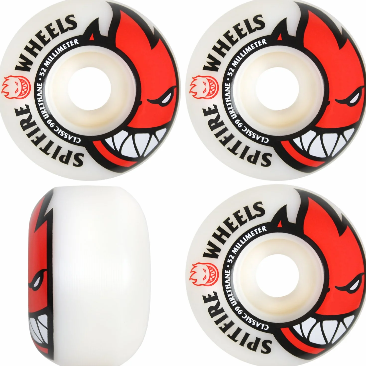 Spitfire 52 mm Wheels Bighead Ruedas de monopatín con rodamientos Huesos – 8 mm Bones Reds Precision Skate calificación rodamientos para monopatín – Paquete de 2 artículos