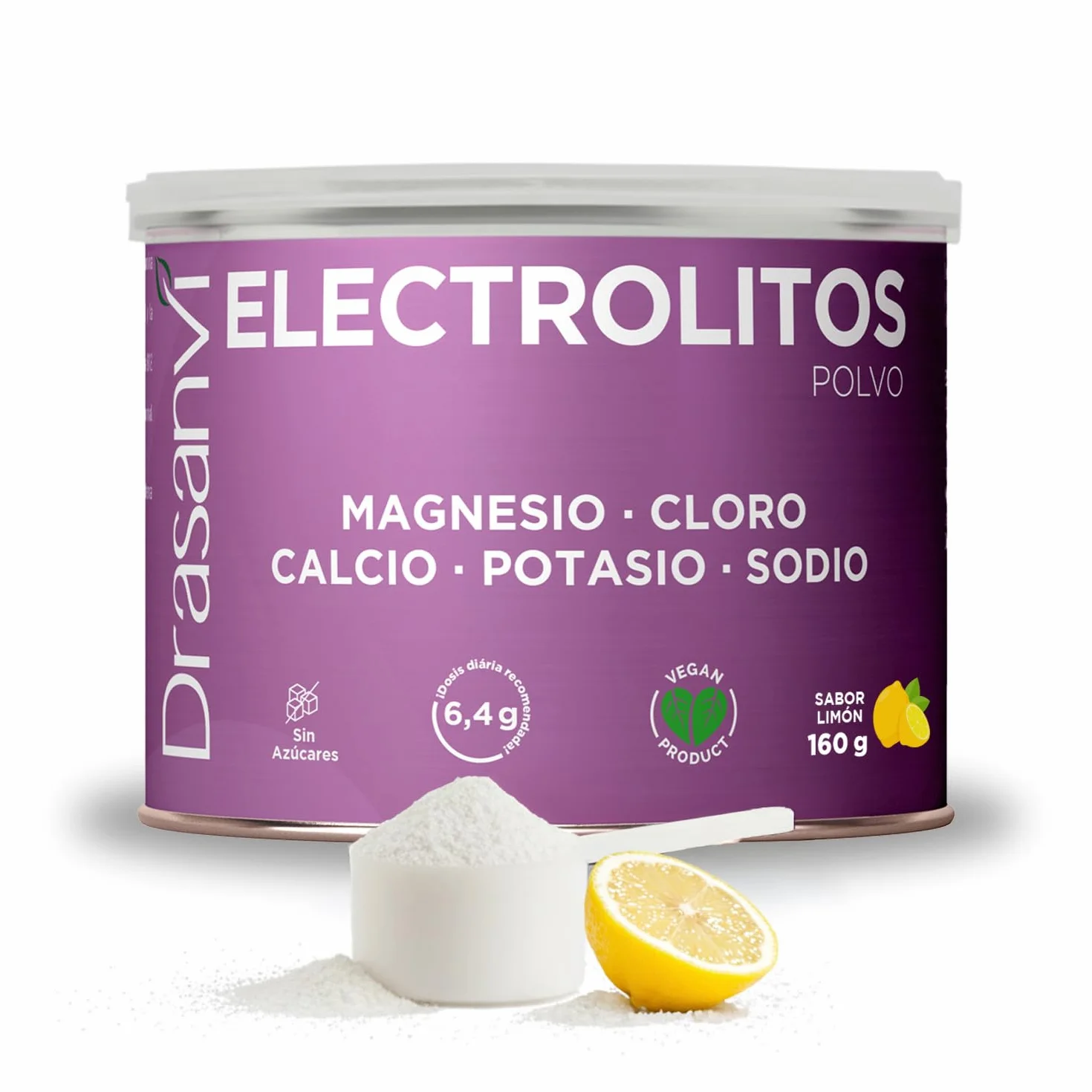 Electrolitos en Polvo Limón 160 g | Sales Minerales con Magnesio, Potasio, Calcio, Sodio + Vitaminas B y C Drasanvi