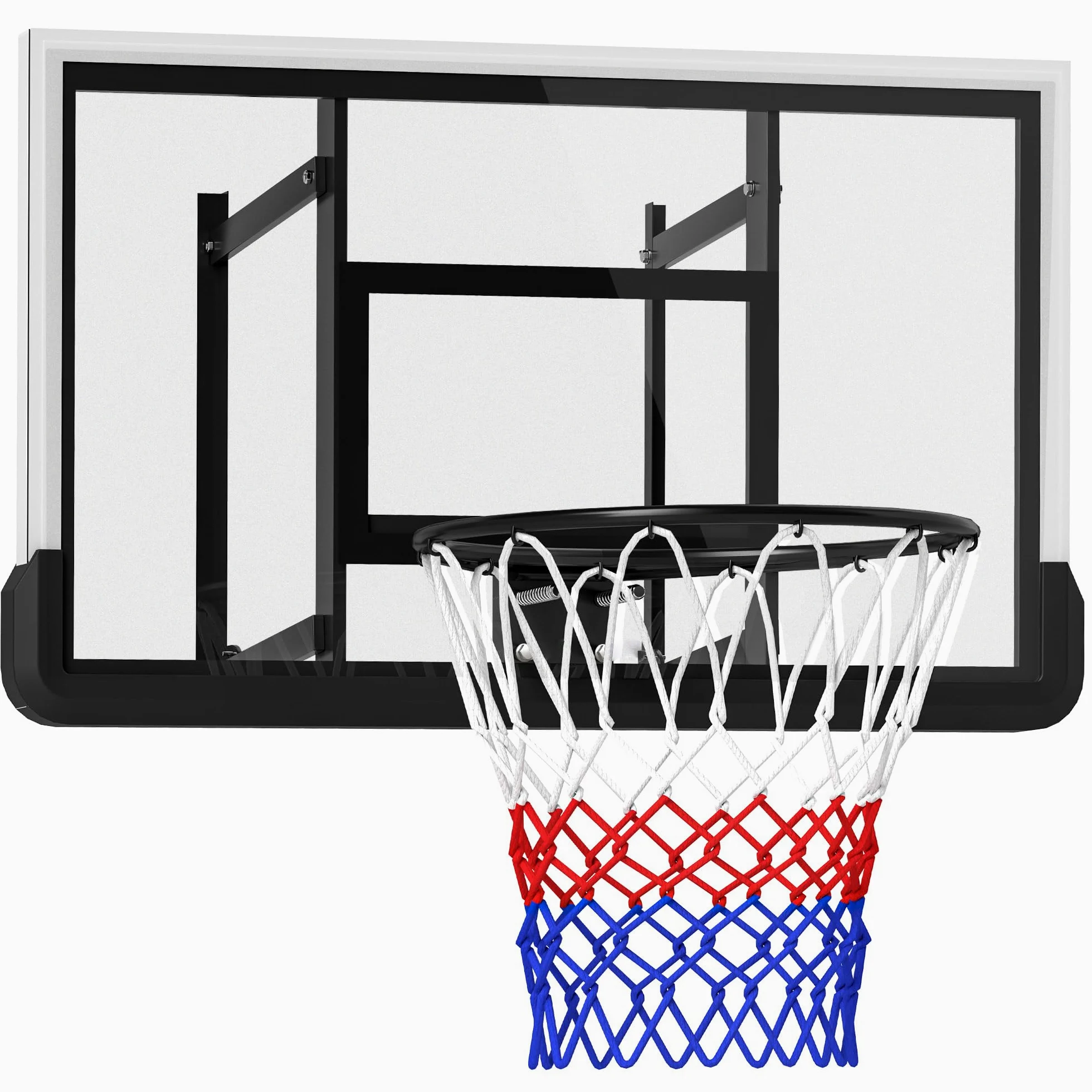 SPORTNOW Canasta de Baloncesto con Tablero para Exterior e Interior, Tablero de Baloncesto con aro de Acero de Ø45 cm y Red, montado en la Pared, Tablero de Baloncesto para Adultos, Negro