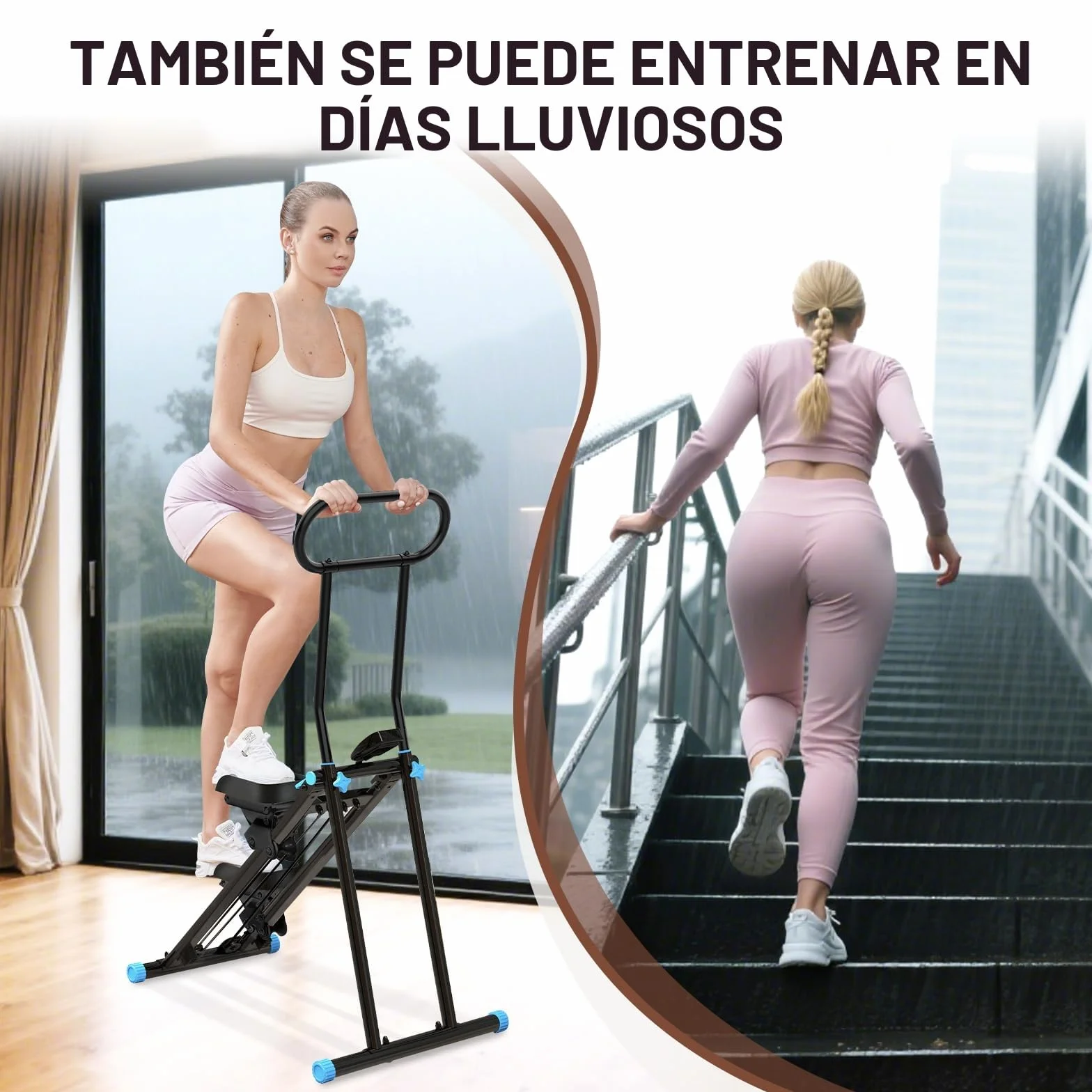 HXD-ERGO Vertical Climbing Machine, Stepper Pedal Portátil Plegable, Cross Trainer con Pantalla LCD para Herramientas, Entrenamiento en Casa, Gimnasio, Manillar Ajustable
