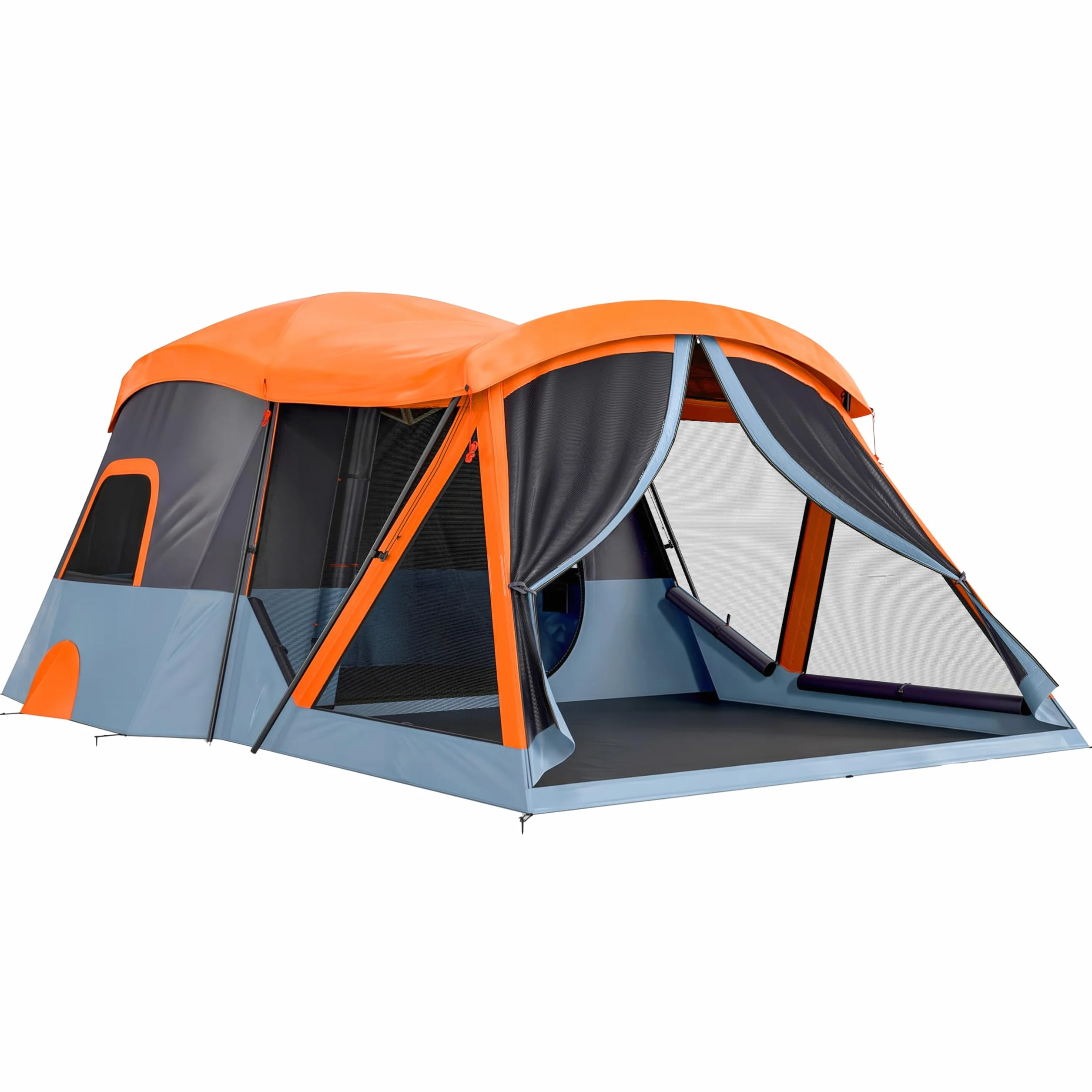 Outsunny Tienda de Campaña Familiar para 4 Personas Tienda Camping Plegable Tipo Túnel con 2 Habitaciones Puertas Ventanas Tragaluces Bolsa y Gancho Impermeable 3000 mm Fácil Montaje para Senderismo