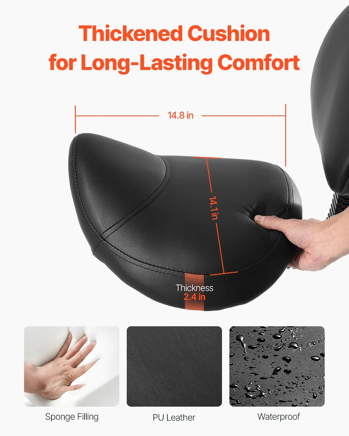 VEVOR Taburete Giratorio Altura Ajustable 84-100cm Carga 204kg, Silla de Montar Ergonómica Cuero PU Negro
