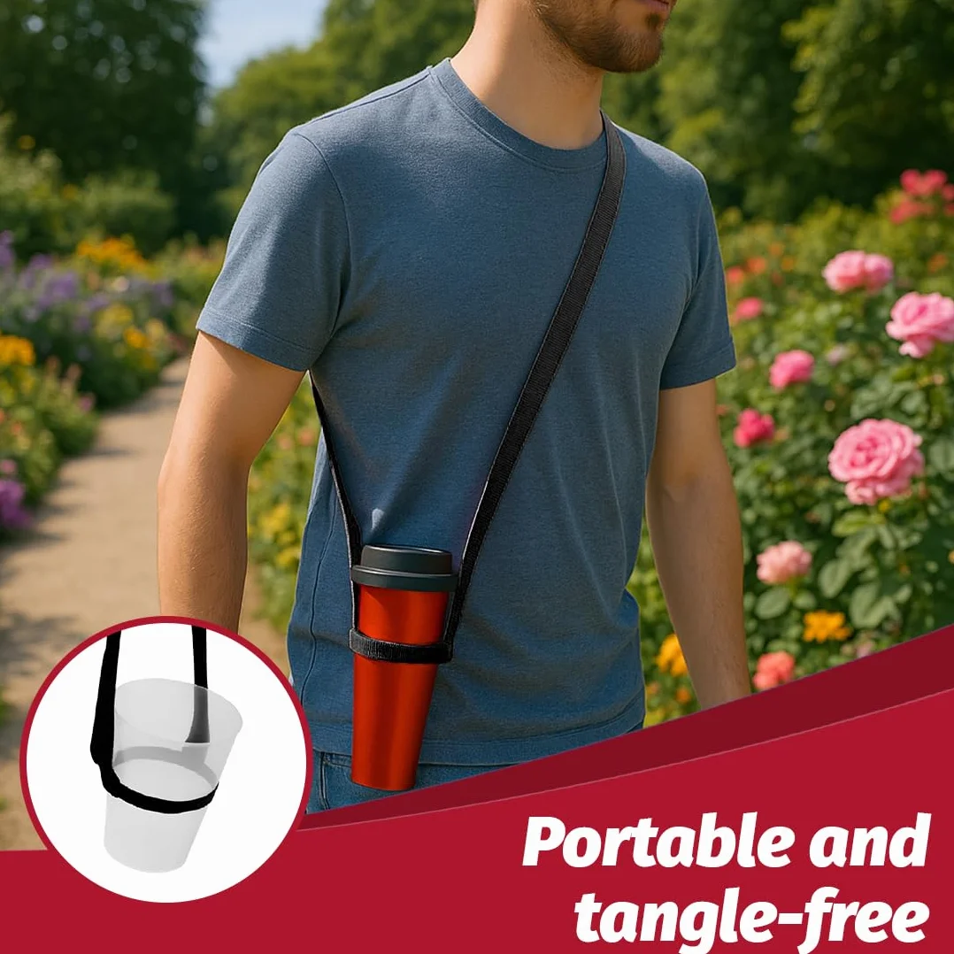 4 PCS Portavasos de Cerveza y Refrescos,con Correas 4, Portavasos de Cerveza Reutilizables para Festivales, Conciertos y Eventos al Aire Libre, Negro