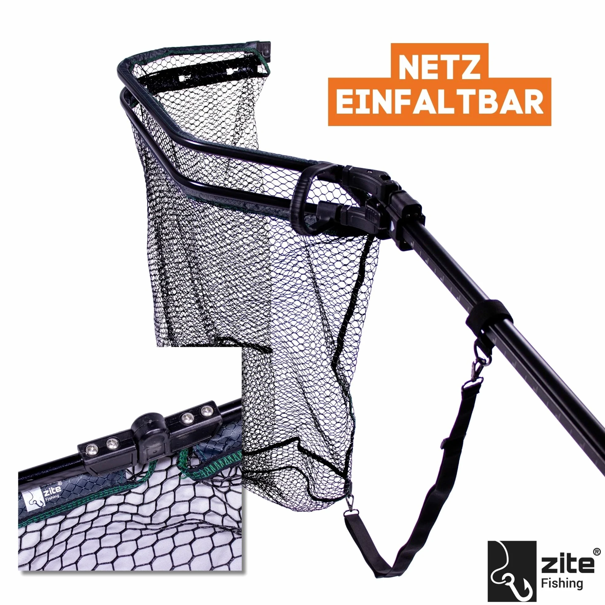 Zite Fishing - Red de pesca para peces depredadores (165 cm, con correa para el hombro)