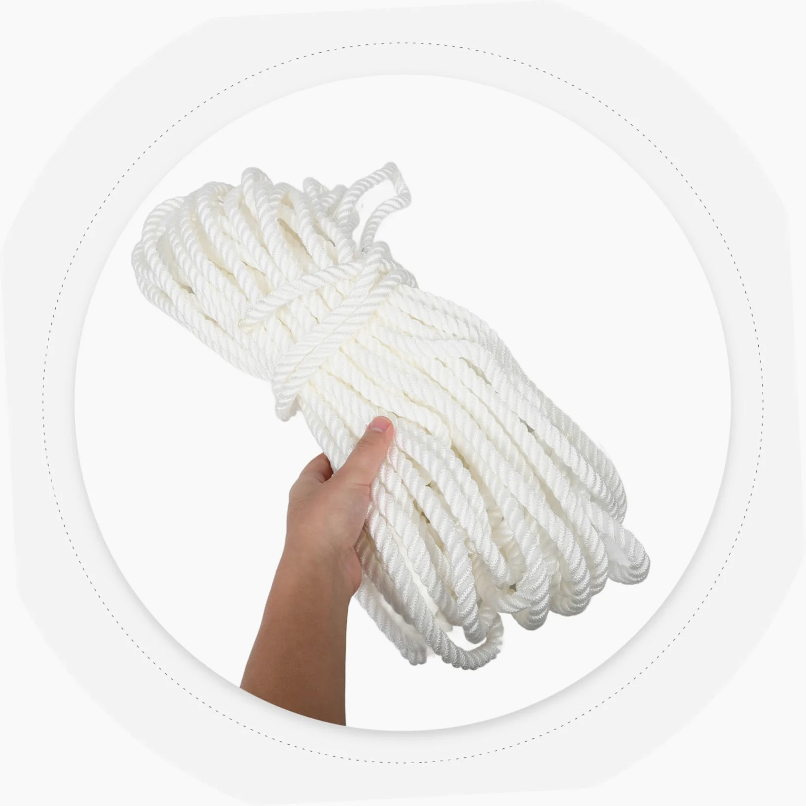 Sosoport Cuerda de Nailon Resistente para Líneas de Atraque de Embarcaciones, 12mm, Color Claro, Alta Resistencia, Versátil para Anclaje y Fondeo, Accesorios para Muelles de Barcos