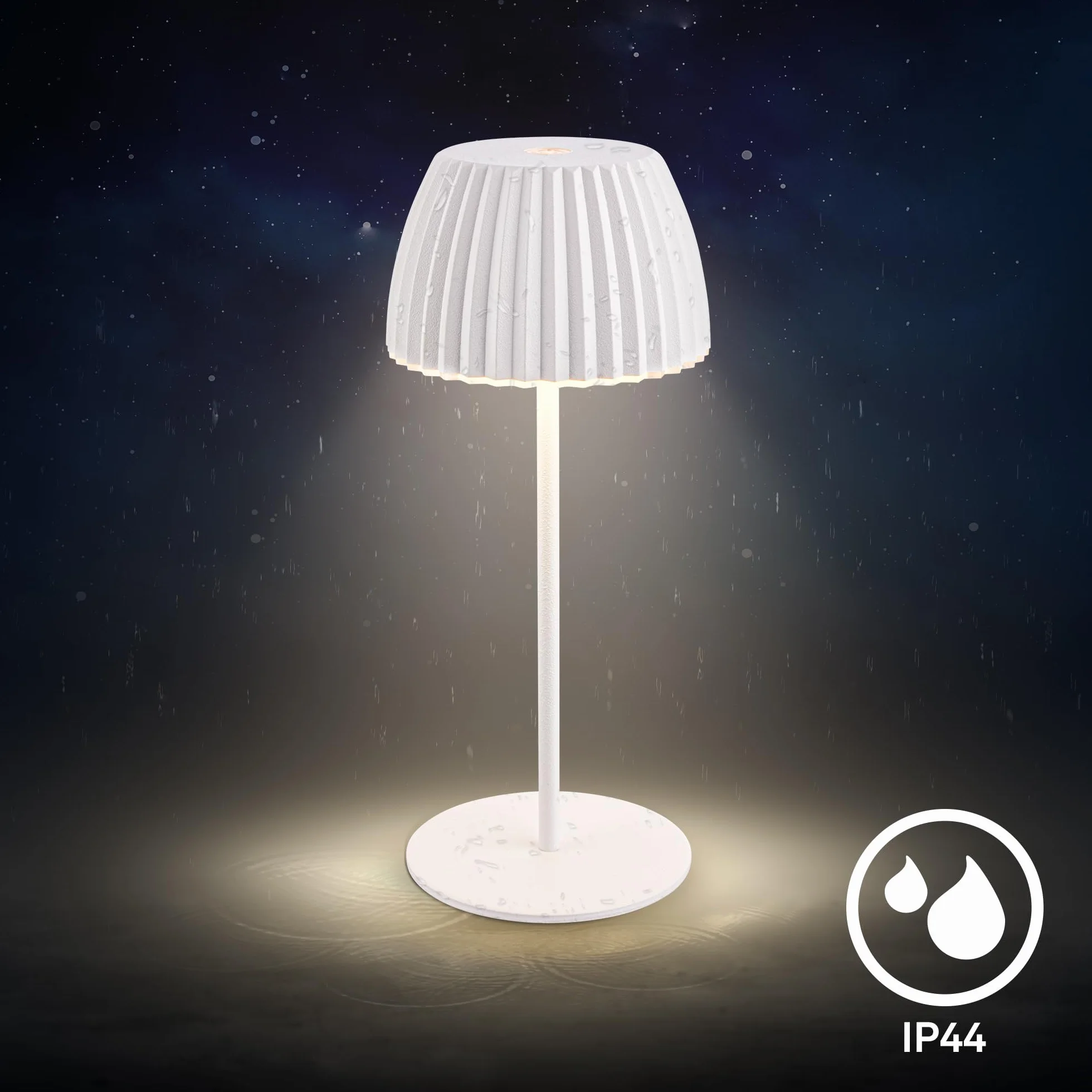 BRILONER Riffle Mini lámpara de mesa LED inalámbrica IP44 con regulador táctil, 8,5x20 cm, blanco