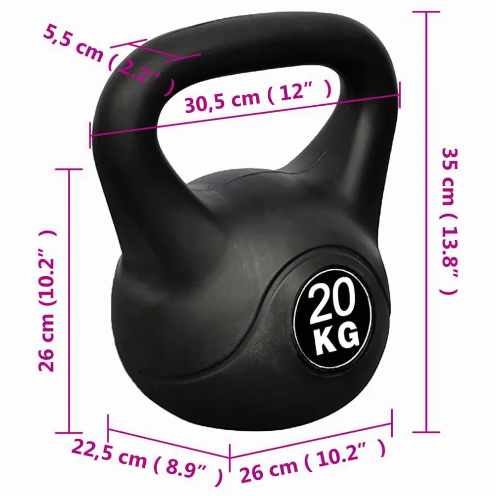 Genérico Pesa Rusa Kettlebell 20 kg, Peso Libre Negro,90394
