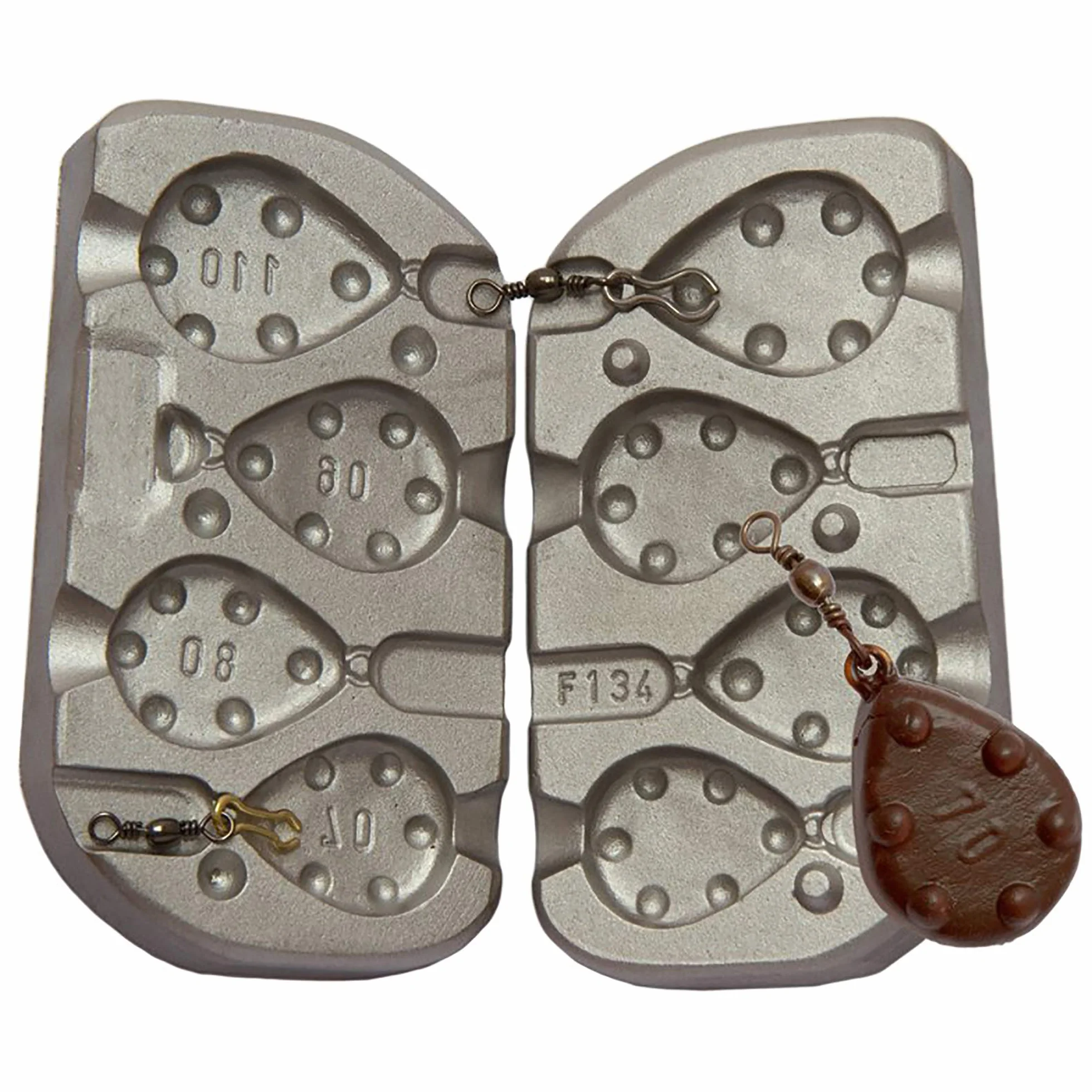Grip Molde de Plomo Pesca 70-110g Carpa Pescado Plano 100 Piezas