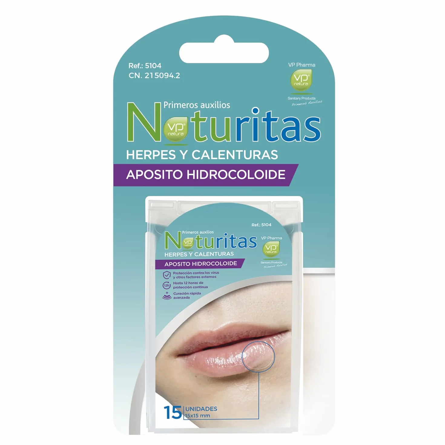 Parches Herpes Labial Apósito Hidrocoloide Calenturas Transpirable Sin Medicamentos Curación Rápida 12 Horas Protección 15 Parches