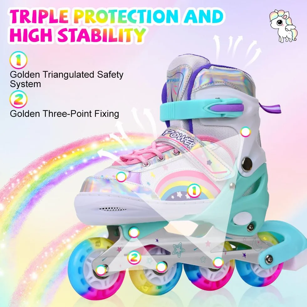 Patines en Línea Ajustables para Niños con Ruedas Iluminadas, Uso Interior y Exterior