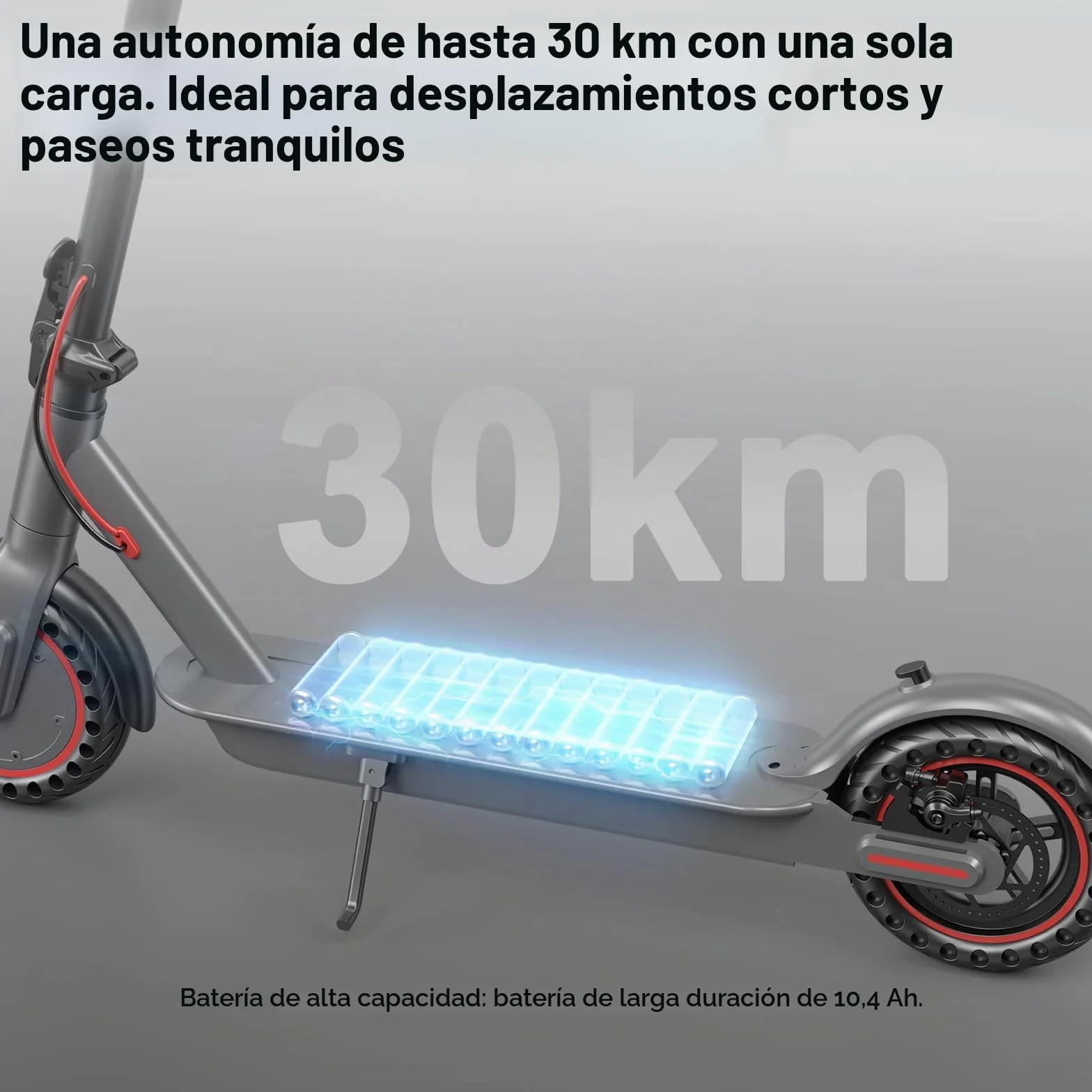 Patinete electrico, Motor de 350W, 25 KM/H, Alcance de 30 km, Patinete electrico Adultos, Plegable, neumáticos de 8,5", Pantalla LED y aplicación, Freno de Tambor.
