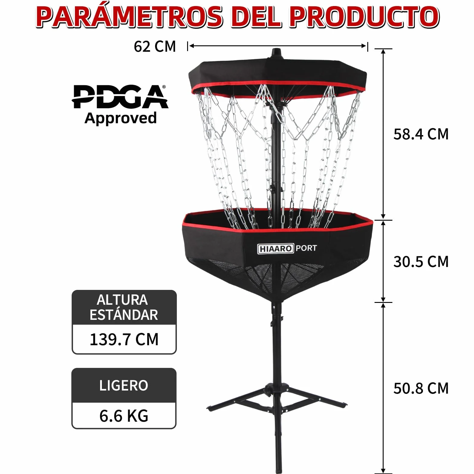 Cesta de Golf Portátil con Diana Plegable y Bolsa de Transporte
