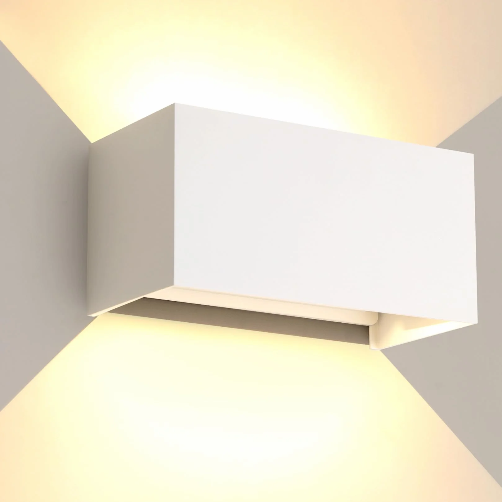FUPE 25W LED Aplique Pared Exterior Interior IP65 Impermeable Apliques Pared Exterior Lámpara de Pared Aluminio Moderno Aplique Blanco 3000k Luz Cálida, Ángulo de luz Ajustable, Fácil de instalar