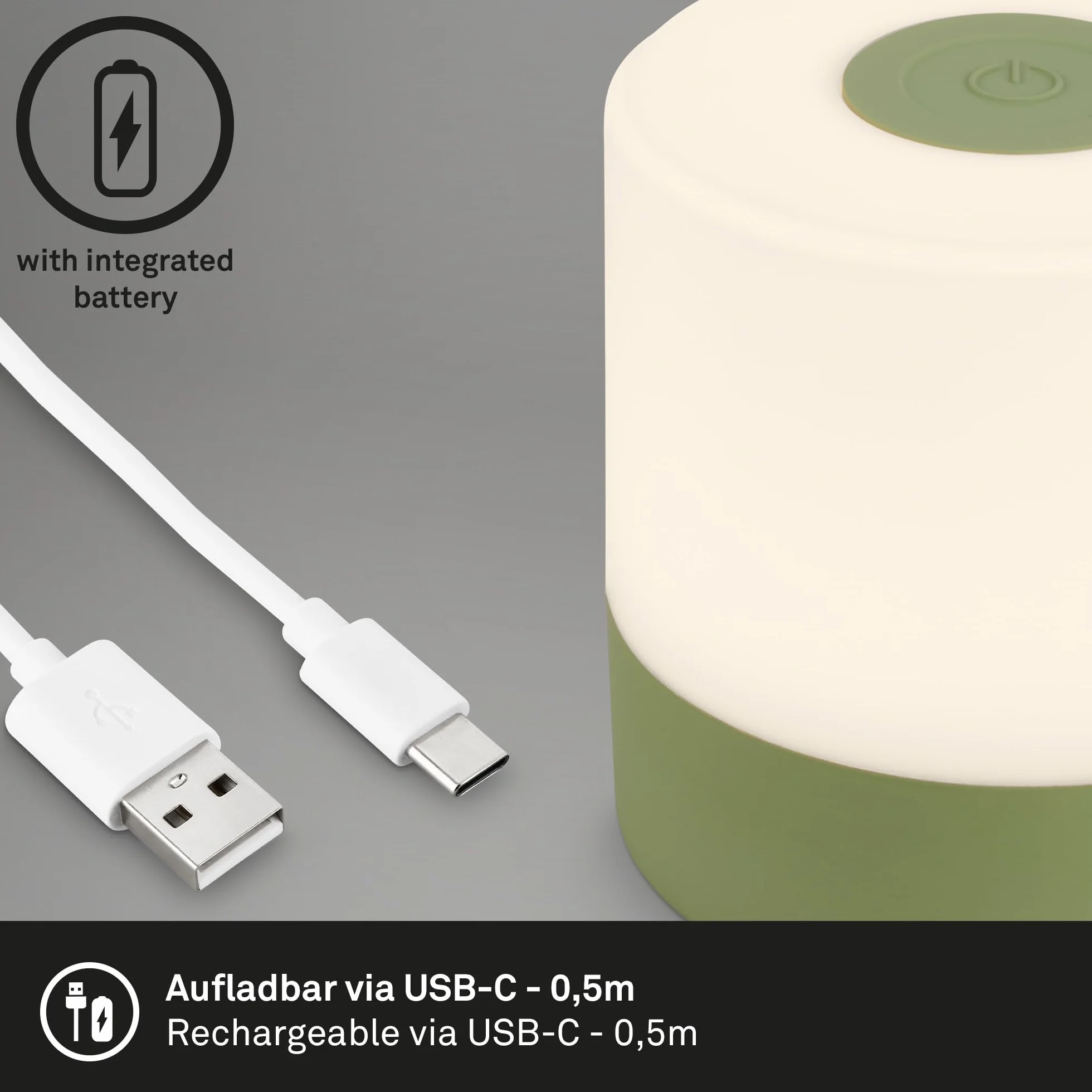 Briloner Mini Lámpara de Mesa LED Inalámbrica Recargable USB-C Luz Blanca Cálida 7x7 cm Verde
