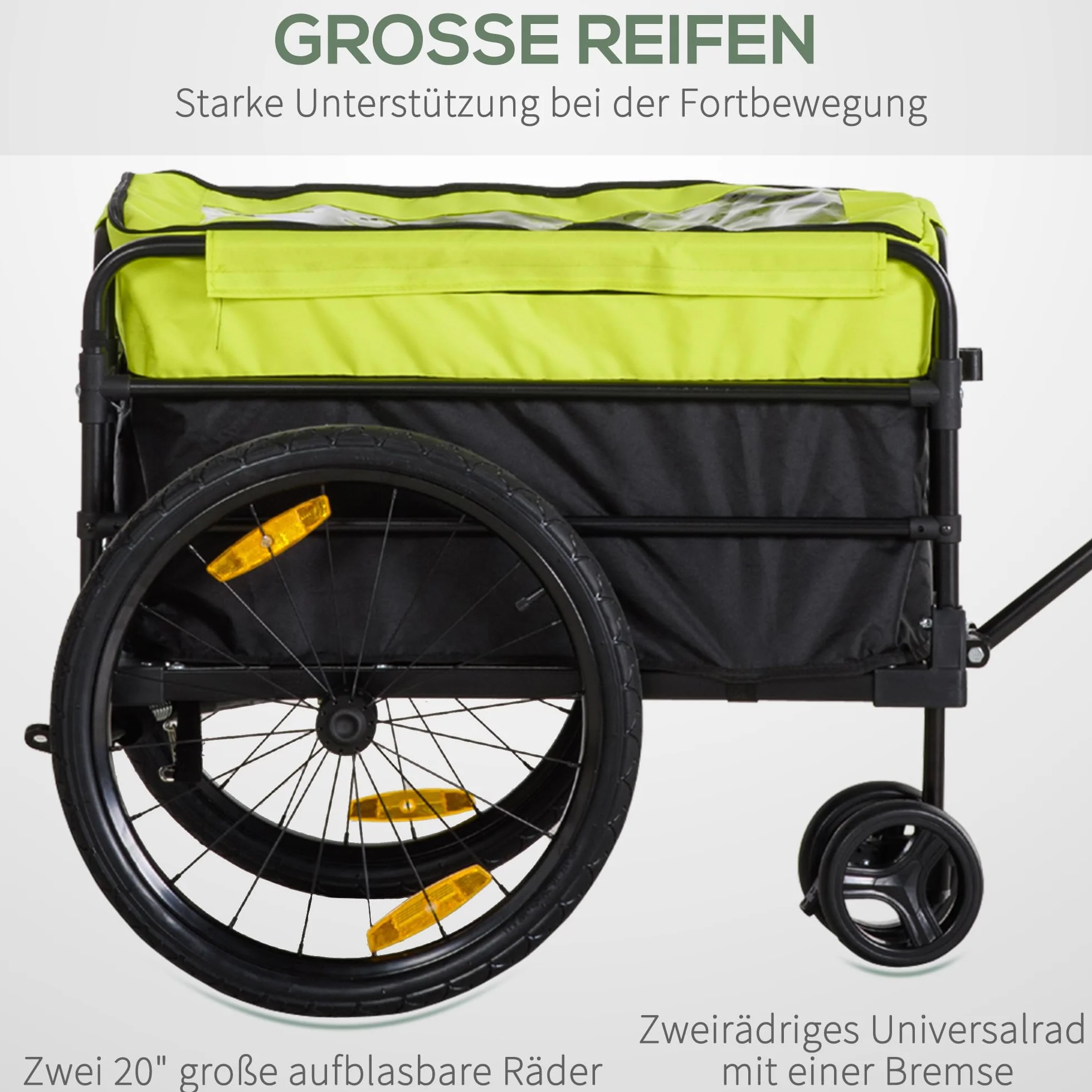 HOMCOM 2 en 1 Remolque de carga para bicicleta con neumáticos de 20 pulgadas, capacidad de carga de 40 kg, acero Oxford, 130 x 64 x 64/103 cm