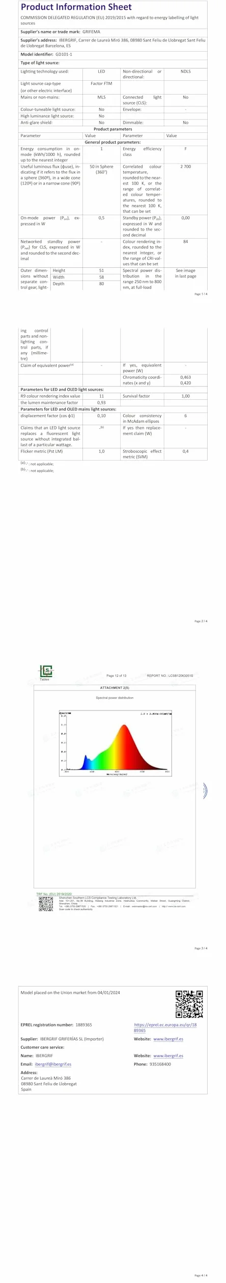 GRIFEMA GD101-1 Luz Nocturna Infantil 3 Niveles Brillo Ajustables Sensor Luz 2700K Blanco Cálido