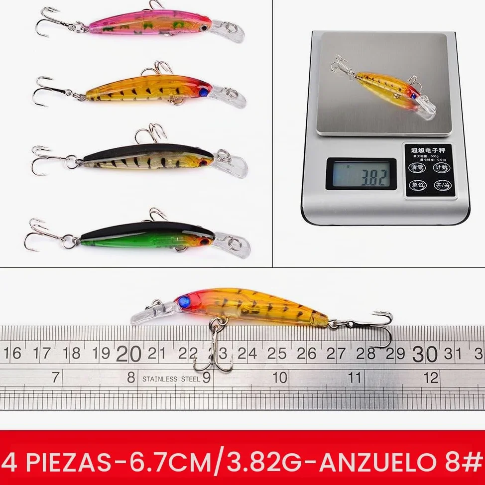 48PCS Cebo de Pesca Señuelos de Pesca con Ganchos Cebos Artificial Swimbait Manivela Cebo Cucharillas Pesca Accesorios Aparejos De Pesca para la Pesca #2