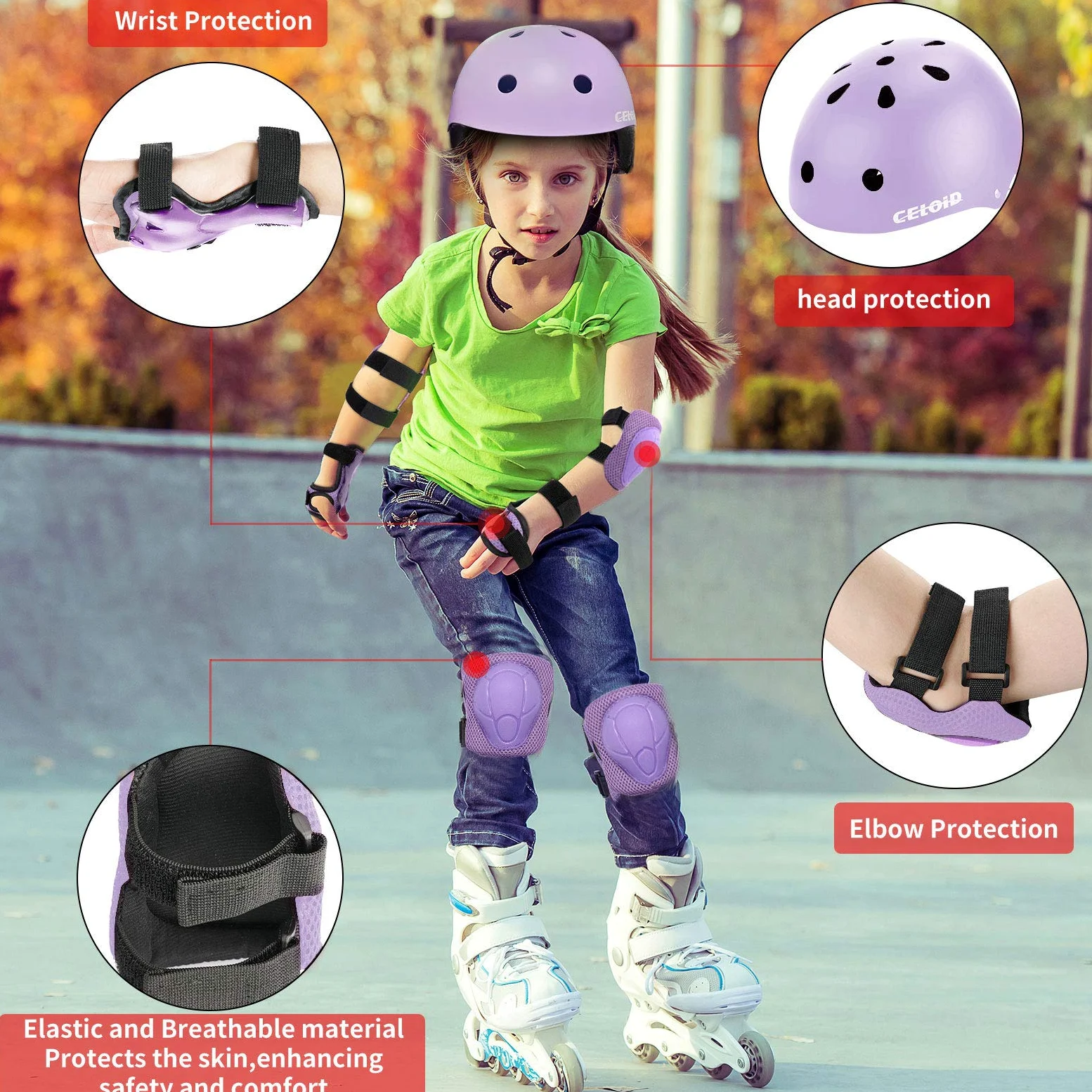 Juego de almohadillas para casco para niños, ajustable, para patineta, bicicleta, rodilleras y coderas, muñequeras de 5 a 8 años, juego de equipo de protección para niñas, niños, bicicleta,