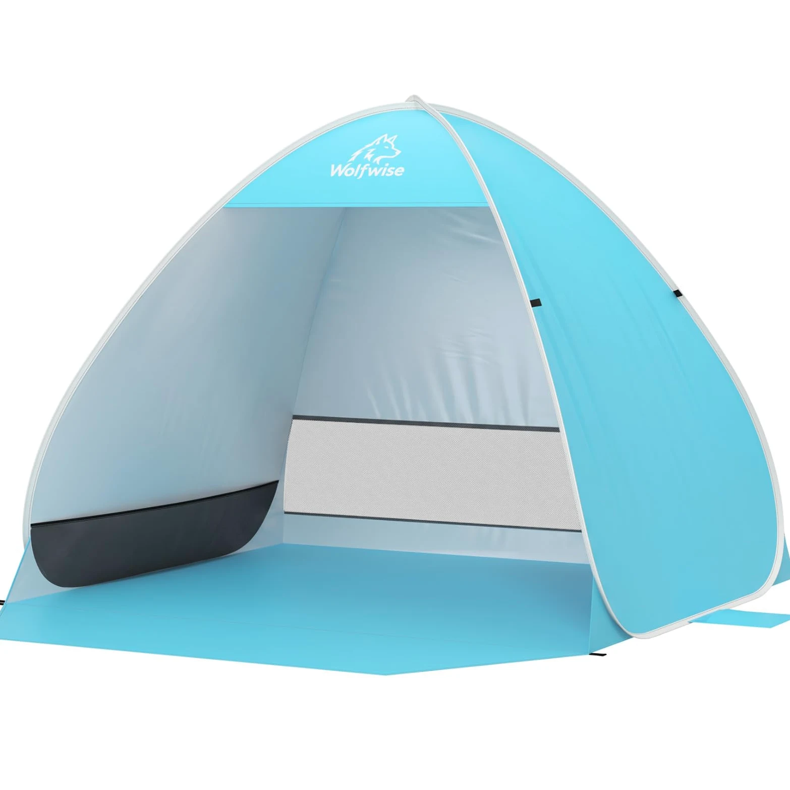 Wolfwise Carpa de Playa desplegable para 2-3 Personas, Refugio de Playa con protección UV 50+, Montaje en Segundos, Repelente al Agua y ventilada, 150 x 120 x 110 cm (59 x 47 x 43 in), Azul