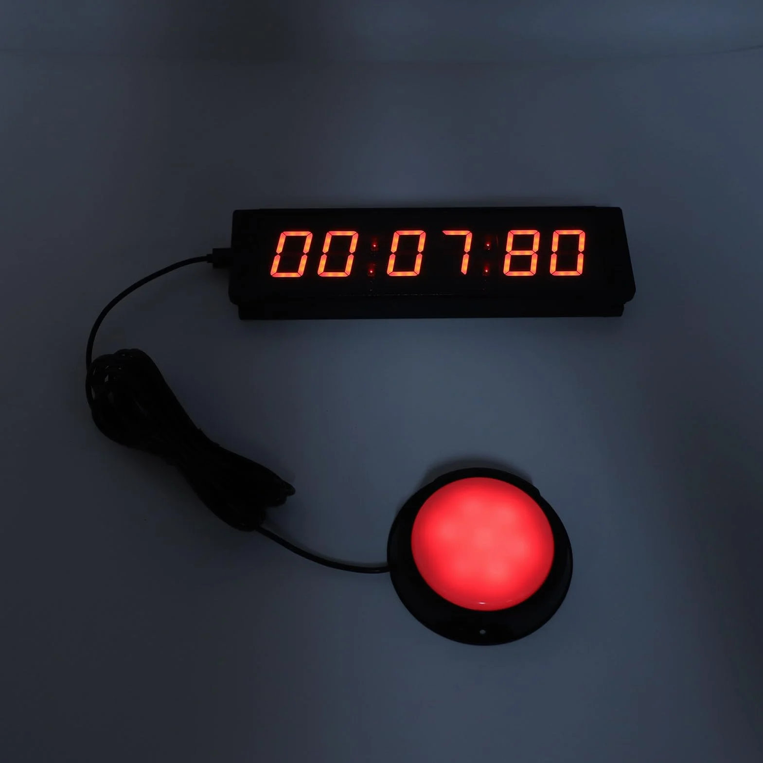 Temporizador de LED con 6 Dígitos, Reloj de Cuenta Regresiva para Gimnasio y Eventos, Temporizador Multifuncional con Control Remoto y Marco de Aluminio Rojo