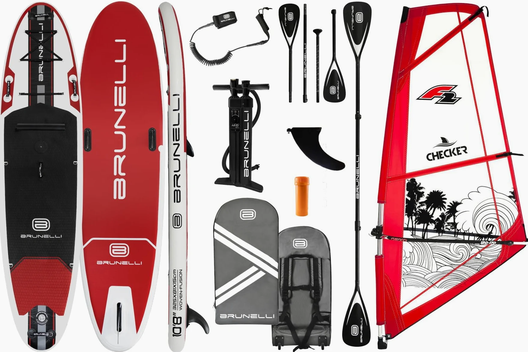 BRUNELLI Windsurf - Tabla de surf hinchable de doble capa (10,8 unidades, 4,5 m²)