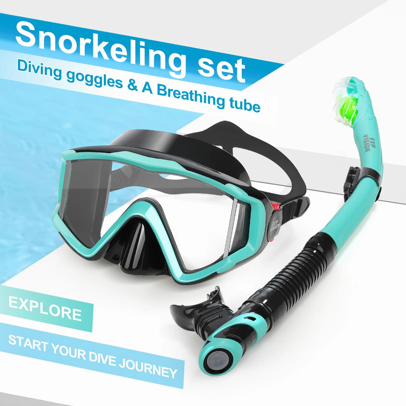 Pano - Juego de esnórquel seco, máscara de esnórquel de 3 Ventanas, Gafas de Buceo antivaho y esnórquel, Equipo Profesional de máscara de natación para Adultos