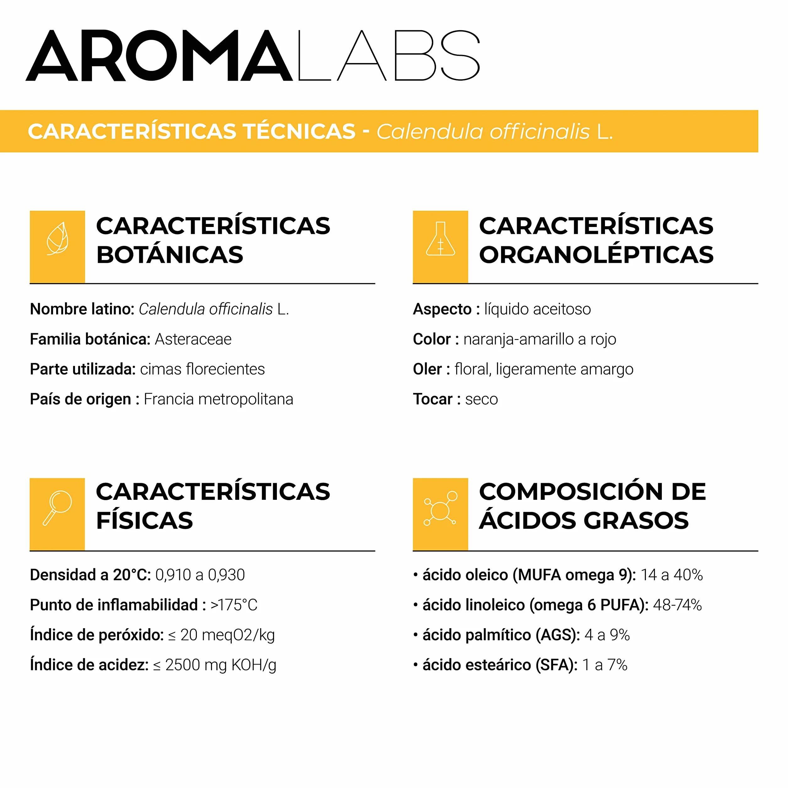 Aceite de Caléndula BIO Macerado Oleoso 100 mL Aroma Labs