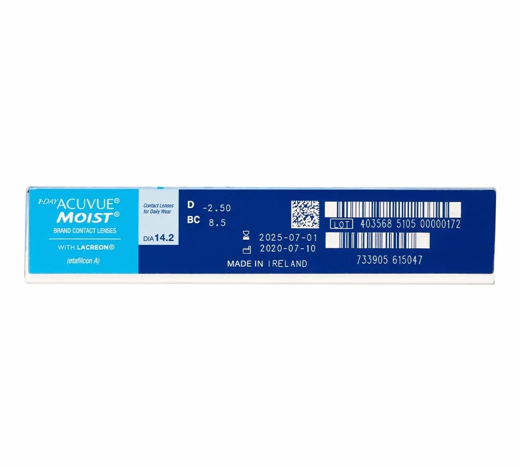 Acuvue 1-DAY ACUVUE MOIST Reemplazo Diario protección UV 90 lentes -2.25 radio 9.0