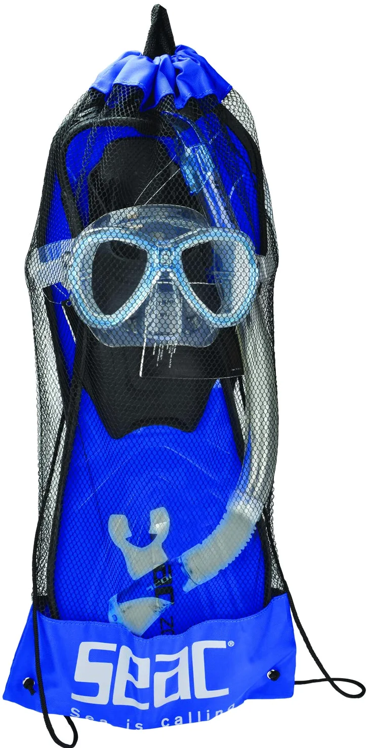 Seac 0890029160452 un Zoom Premium Silicona máscara Aletas Snorkel Set con Gear Bag, Azul, 4 – 5,5