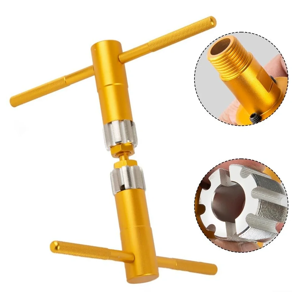 Juego de reparación de roscas BC1.37x24 para pedalier de bicicleta BC1.37x24 para marcos de acero, kit de mantenimiento de bicicleta HSS de 800 g, color amarillo