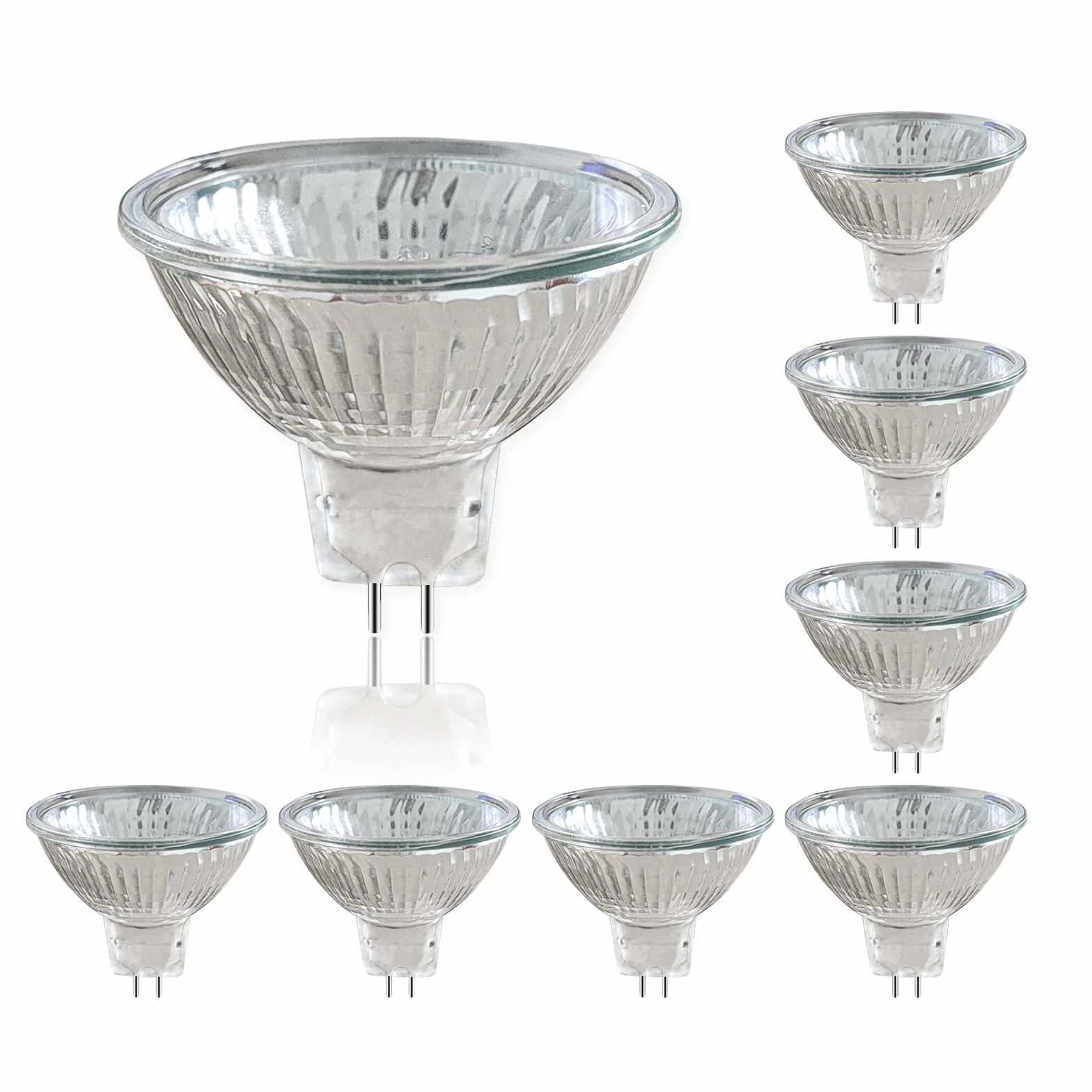 Caldarax Paquete 8 Bombilla Halógena Reflectora GU5.3 12V 50W Regulable Dicroica 2700K Blanco Cálido 660lm 36° Ángulo de Haz