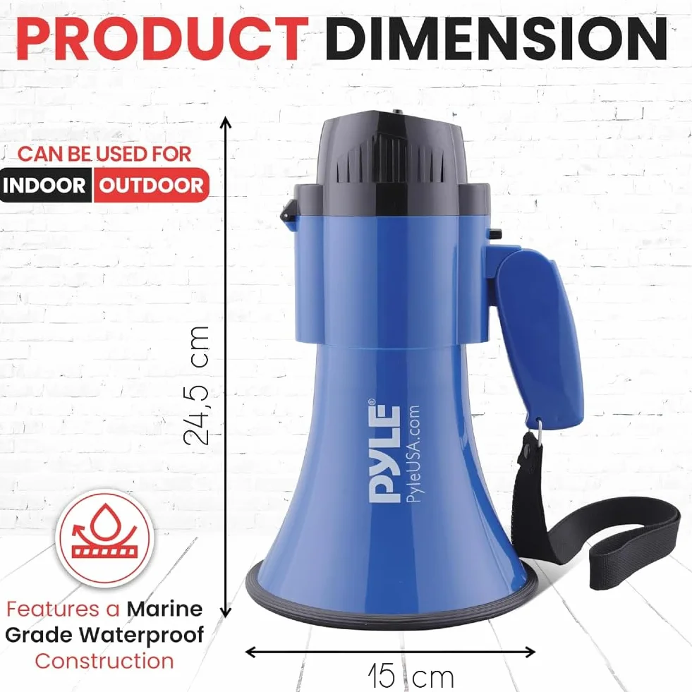 GK SOUND PMP31BL Megáfono Azul 30 Vatios 750 Metros Sirena Incorporada
