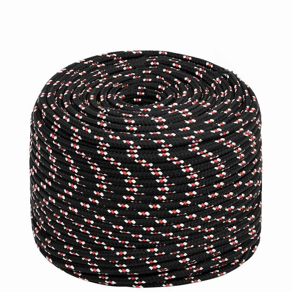 Cuerda para barco, color negro, 10 mm, 500 m, polipropileno, resistente, resistente, para vela, barco, camping, exterior, versátil como correa, cordón para atar, tensar y fijar