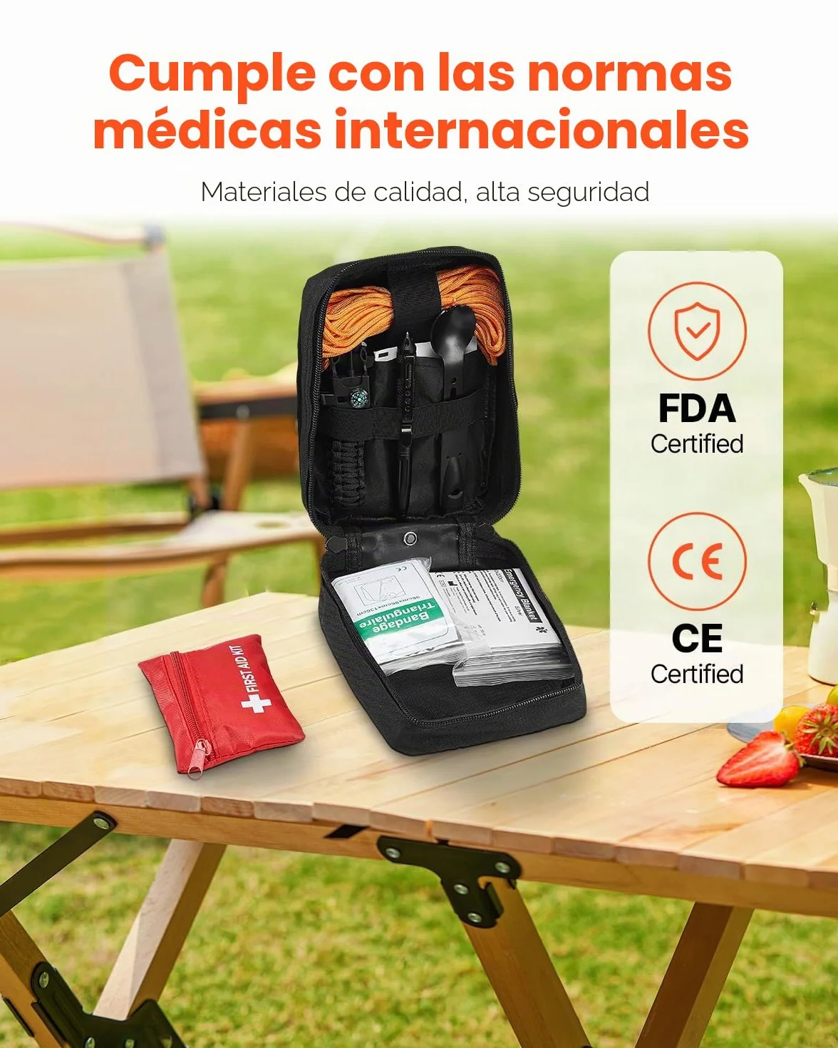 VEVOR Botiquín de Primeros Auxilios, Bolsa de Nailon 600D 210x150x110 mm 250 Piezas para Emergencias