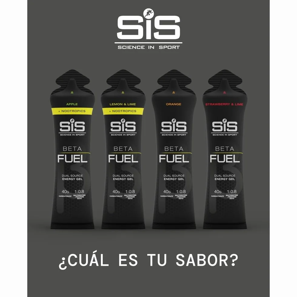 Science in Sport Beta Fuel Gel Energético Doble Fuente 30 x 60ml Naranja Vegano 40g Carbohidratos 1:0.8