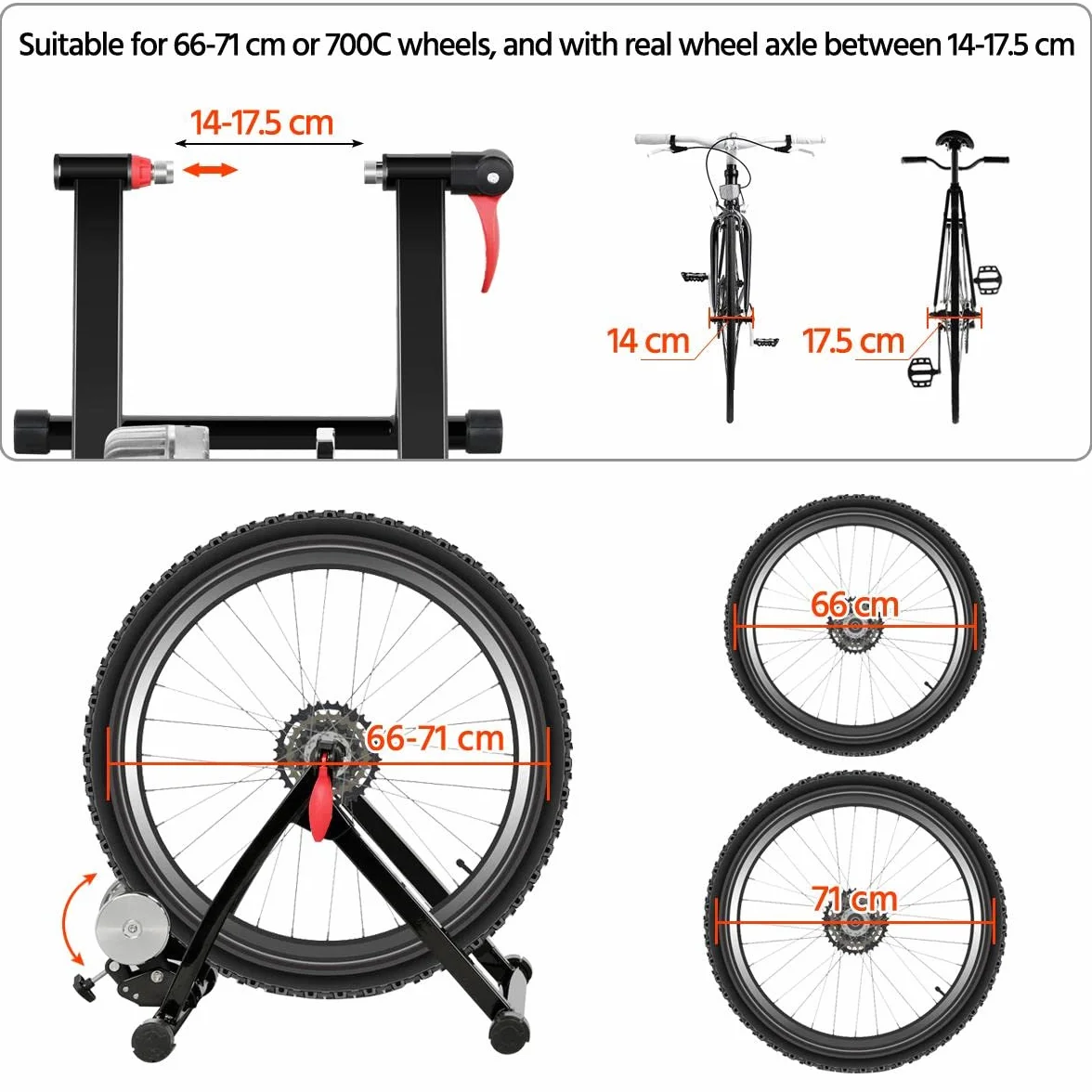 Yaheetech Rodillo Bicicleta Montaña Rodillo Bicicleta Carretera en Casa o Interior para Ruedas de 26 – 28 Pulgadas y 700C con 5 Niveles de Resistencia Ajustables