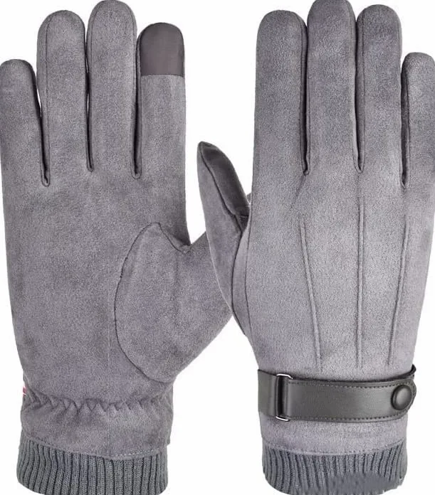 Guantes de equitación para hombre, piel de terciopelo, pantalla táctil, más terciopelo, gruesos, otoño e invierno, cálidos, para conducir, deportes al aire libre