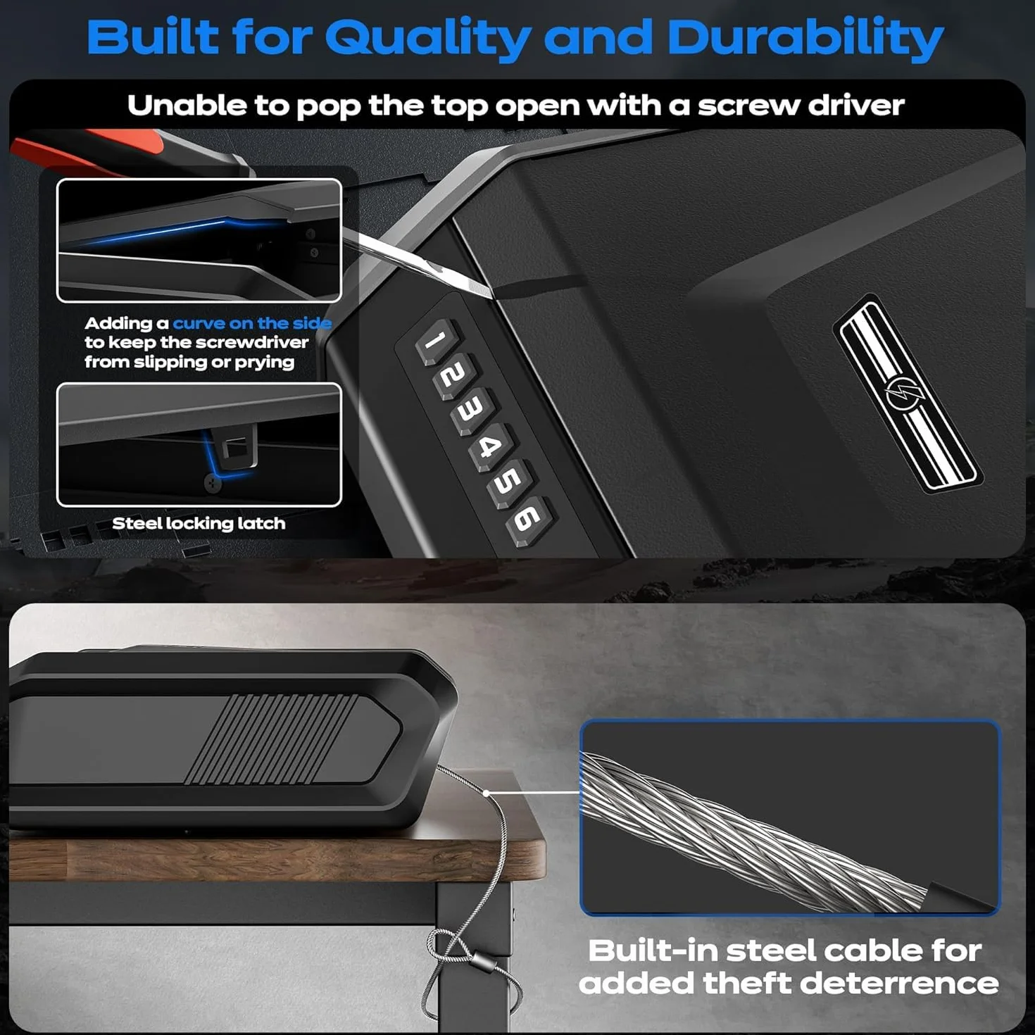 Caja fuerte para armas con pantalla LCD, acceso rápido, huella dactilar, teclado, llave
