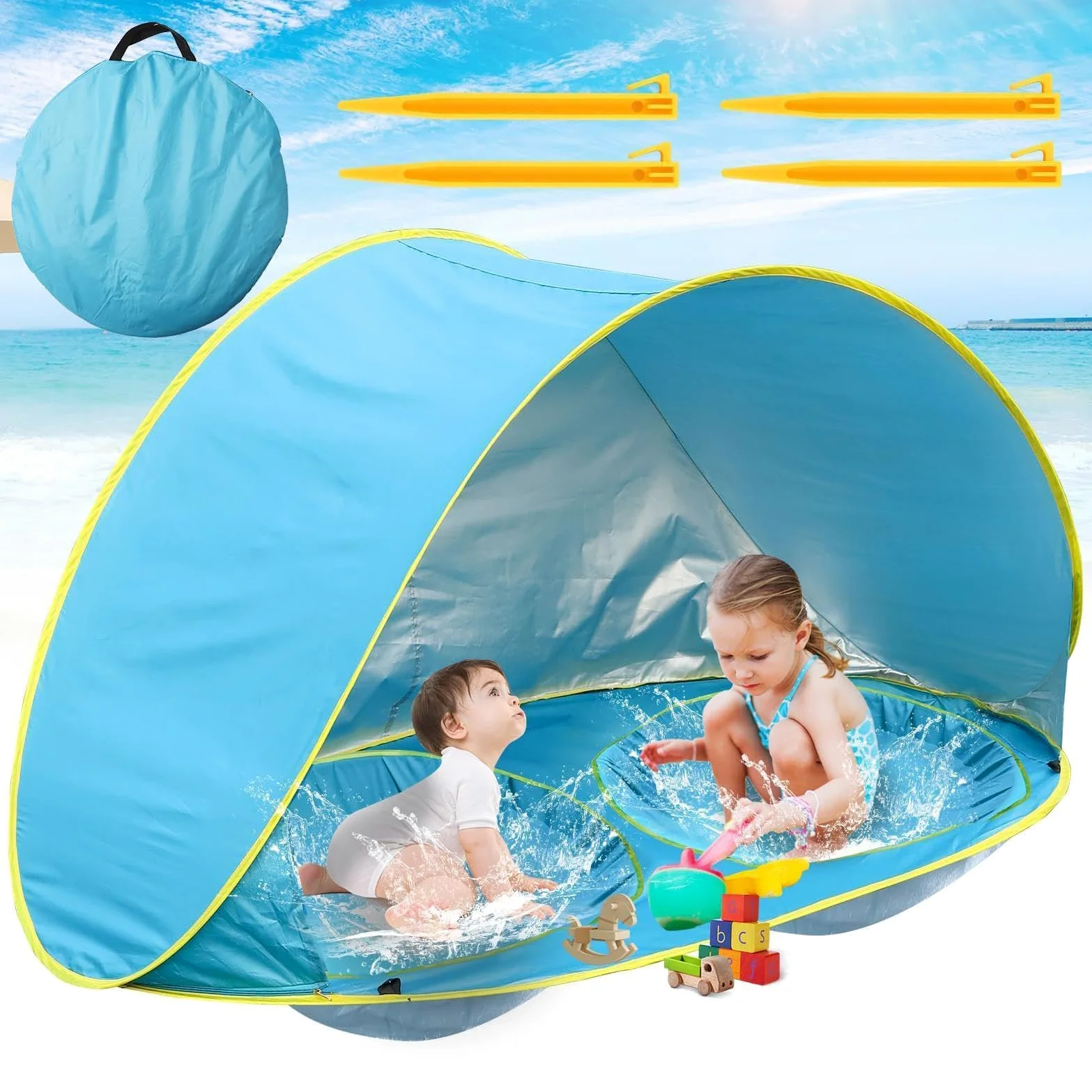 Tienda Pop-up para Niños Protección Solar UV contra el Sol | Pop-Up para Playa para Campamento de Verano, Natación, Jardín y Guardería