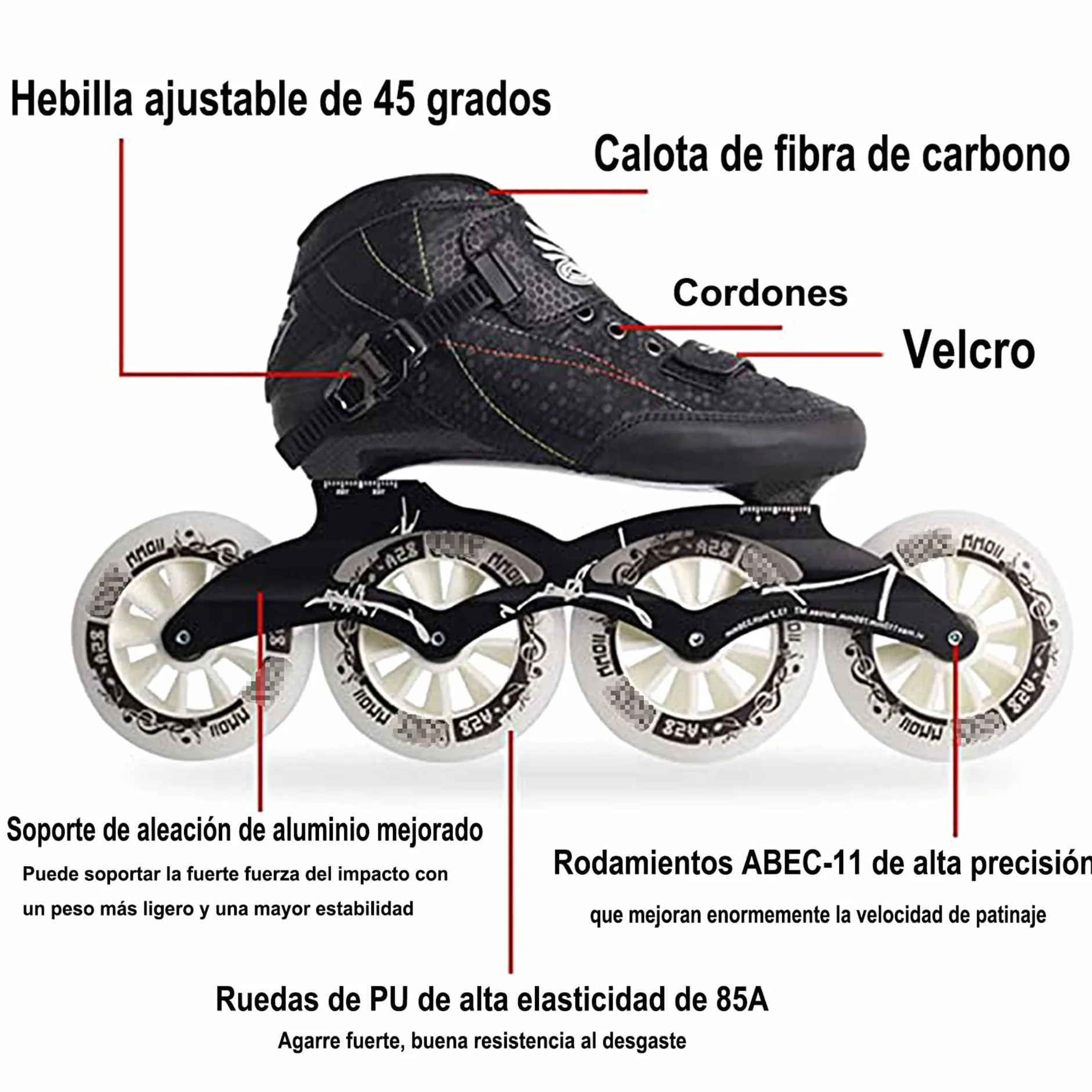 Patines En Línea para Adultos, Patines Profesionales De Ruedas Adulto De Fibra De Carbono para Exteriore, para Mujeres Y Hombres, Unisex